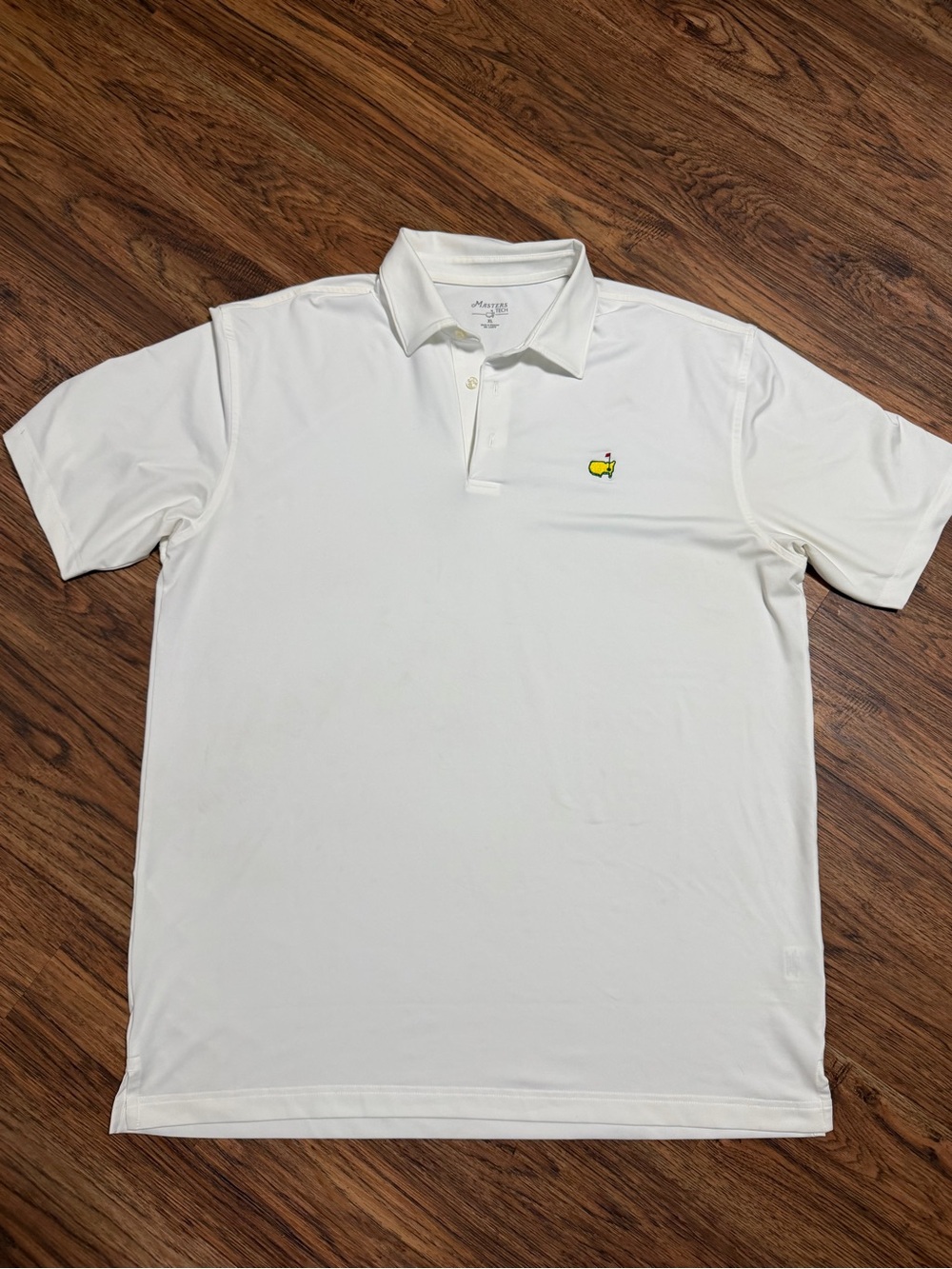 Masters White Short-Sleeve drifit polo Shirt with Embroidered Logo